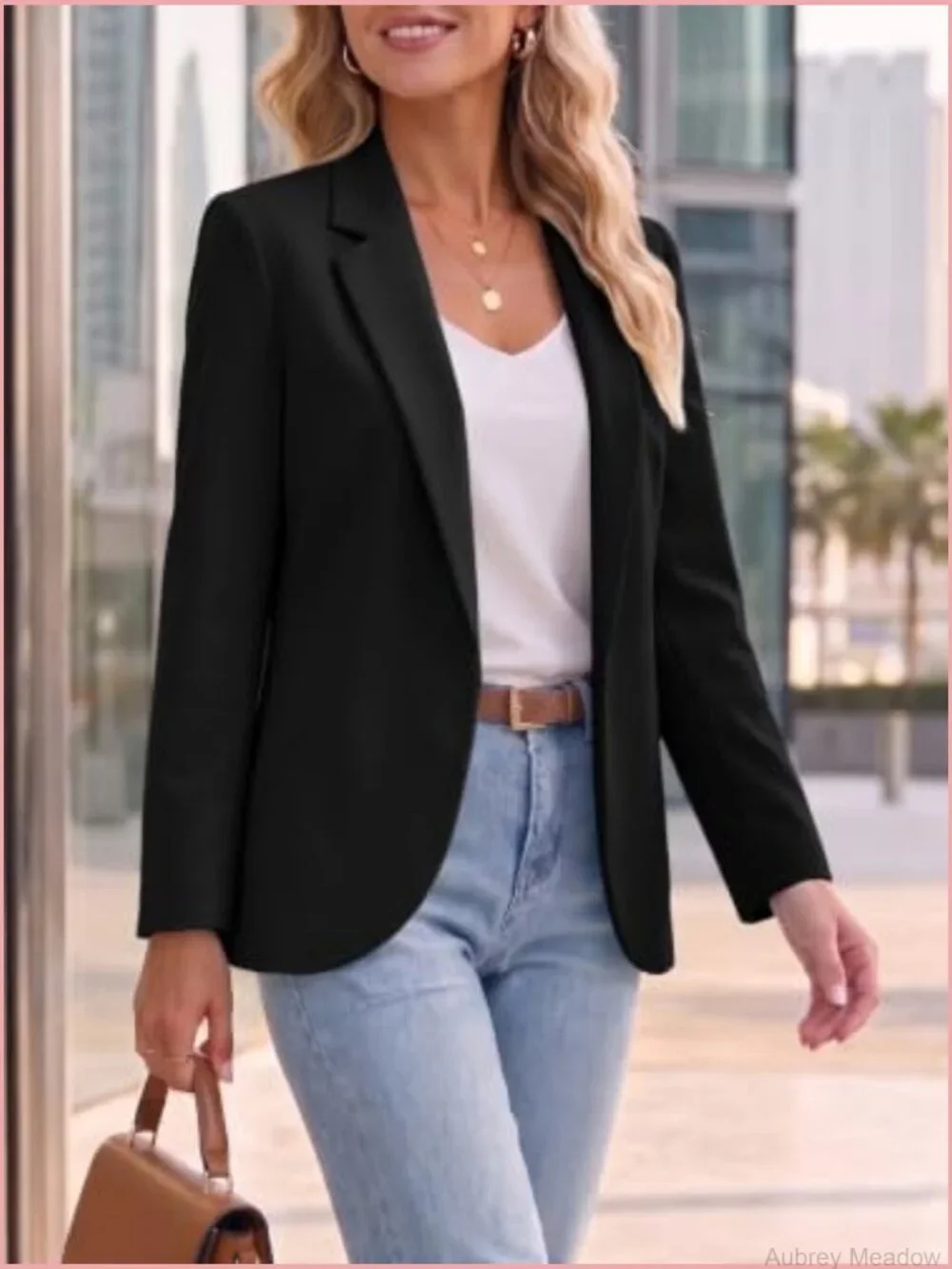 Casual Open Front Blazer Jacket - Lightweight Fully Lined Work Office Suit with